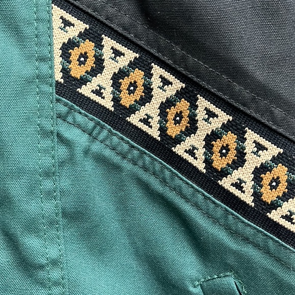 Vintage Aztec Bomber Jacket 80s 90s Streetwear Tribal Black Green Vtg Rare - Picture 6 of 13